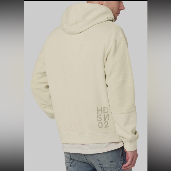 Hudson Jeans Men's Beige Moto Hoodie Pullover Sweater Size XXL - Picture 4 of 15